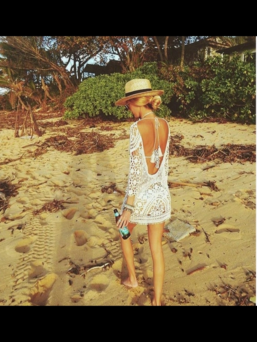 White Crochet Beach Cover-Up Dress